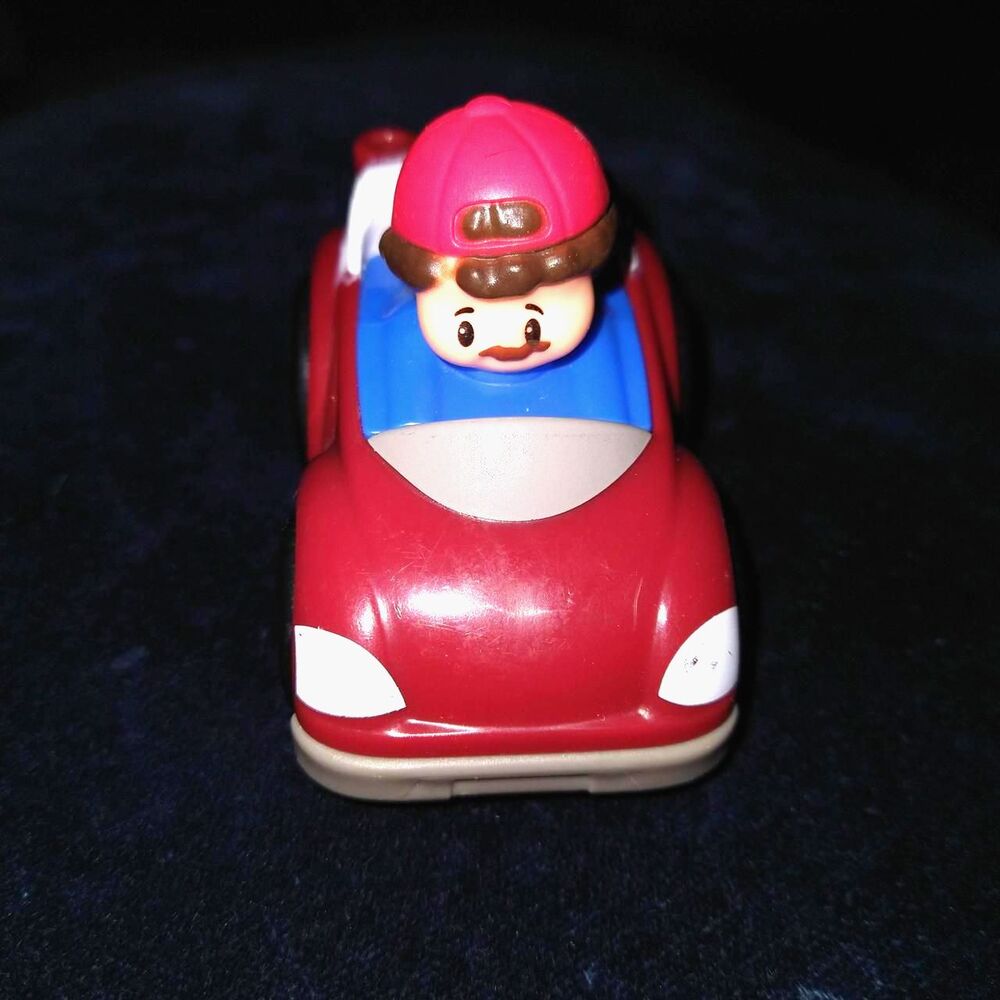 Fisher-Price Red and Blue Little People Wheelie Car with Mustache Driver